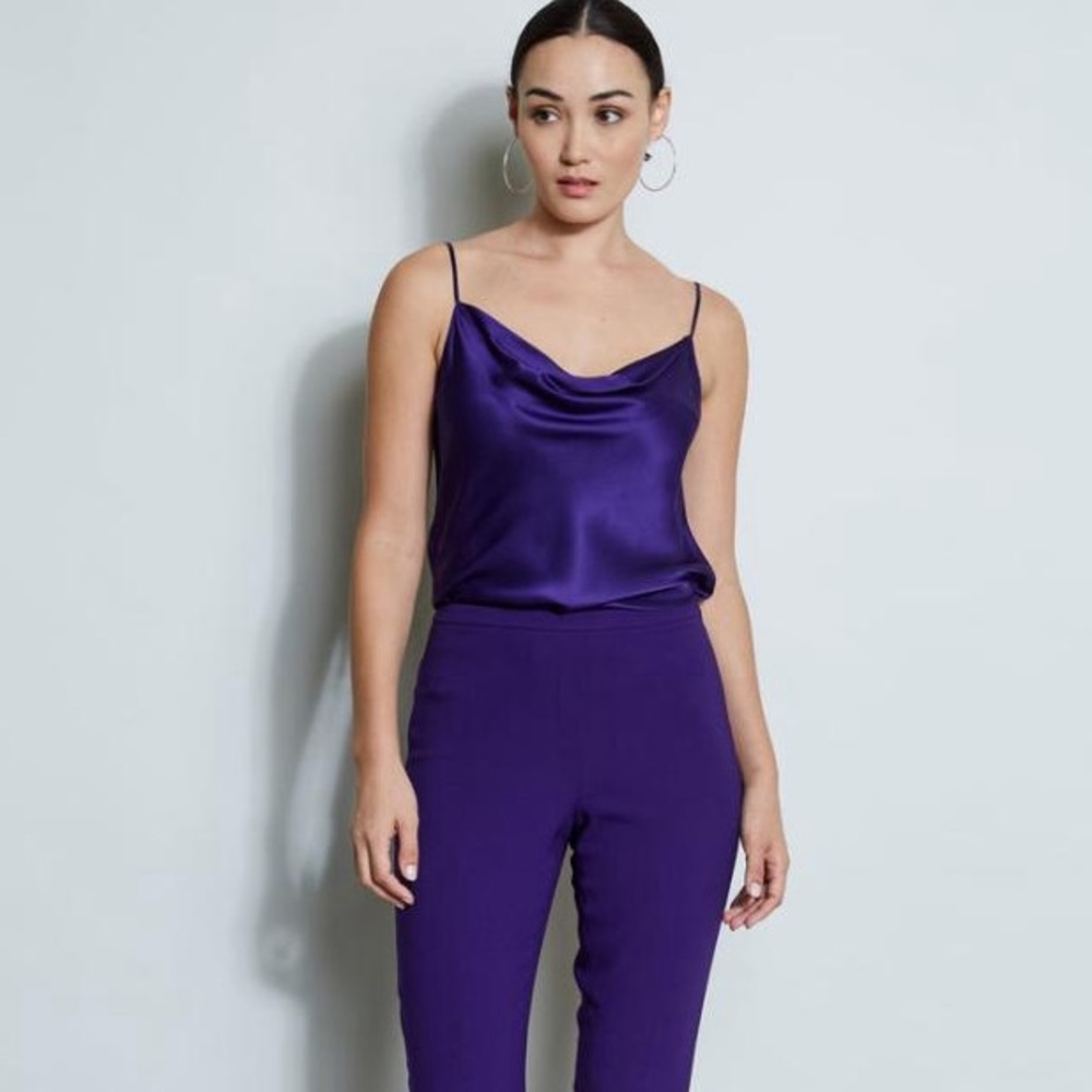 ELIE TAHARI Silk Cami Top in Winter Plum, XS (NWT)